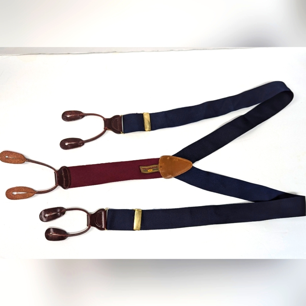 Trafalgar Men's Dress Suspenders Blue / Burgundy made in England